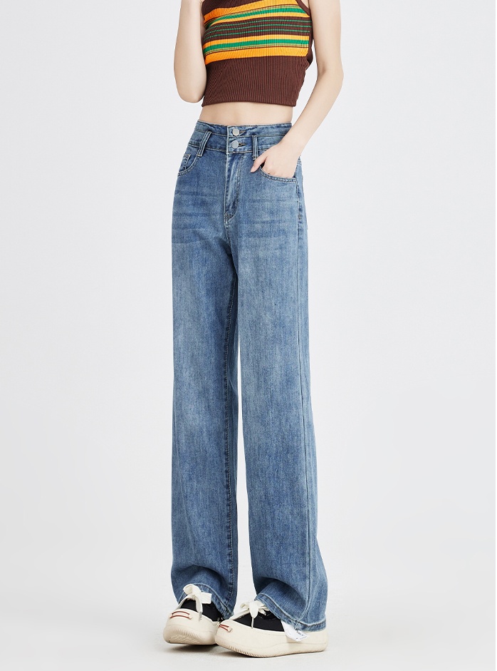 Loose wide leg slim summer straight pants jeans for women