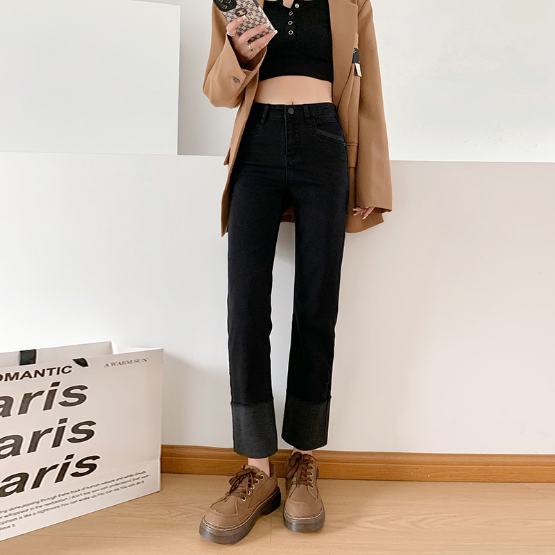Loose straight slim mixed colors jeans for women