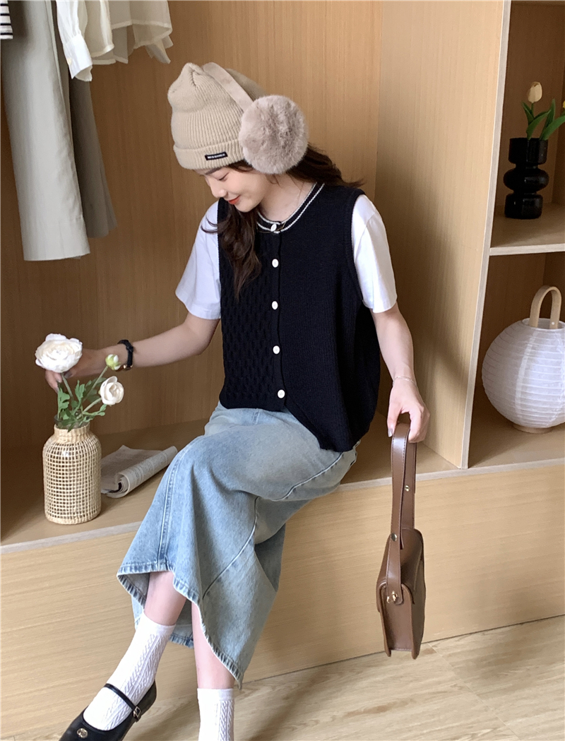 Korean style sweater single-breasted waistcoat