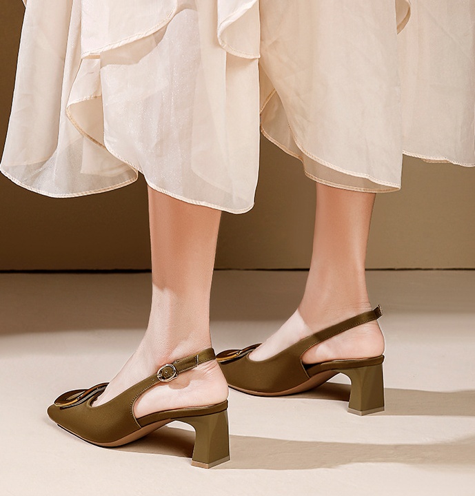 Square head high-heeled shoes fashion sandals