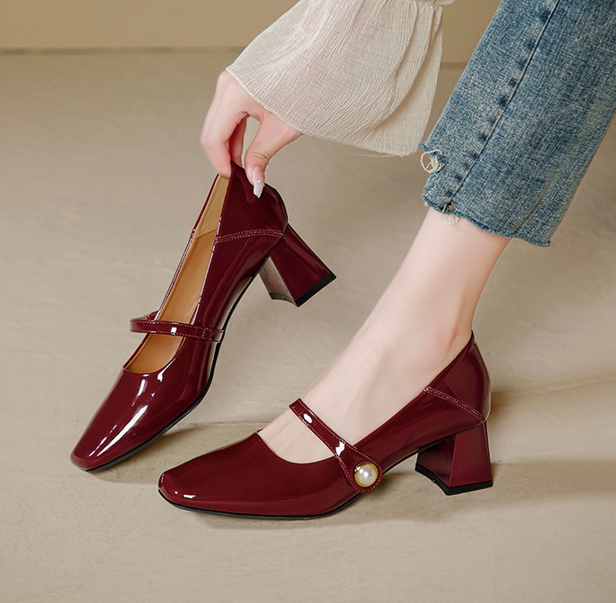 Velcro high-heeled shoes middle-heel shoes for women