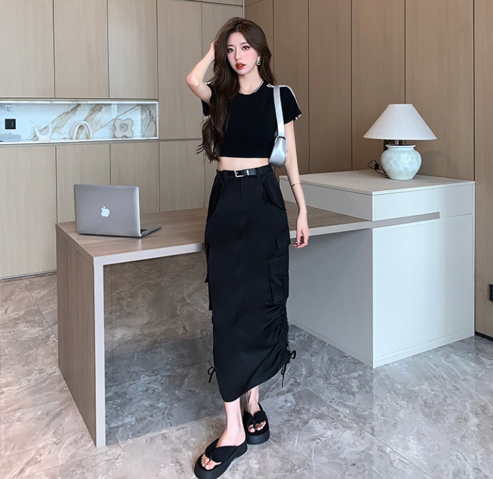 Casual skirt short sleeve work clothing 2pcs set