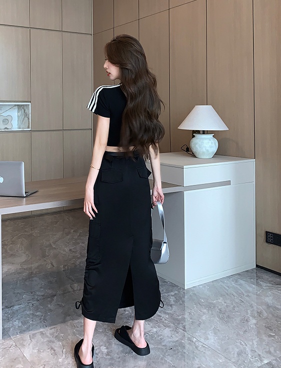 Casual skirt short sleeve work clothing 2pcs set