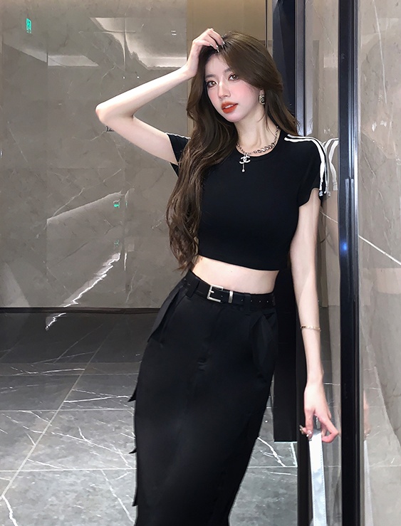 Casual skirt short sleeve work clothing 2pcs set