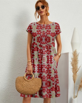 European style fashion sleeveless cotton linen dress for women