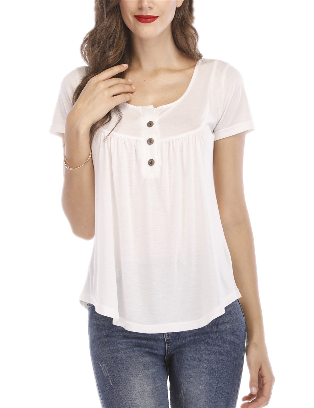 Chouzhe buckle T-shirt loose tops for women
