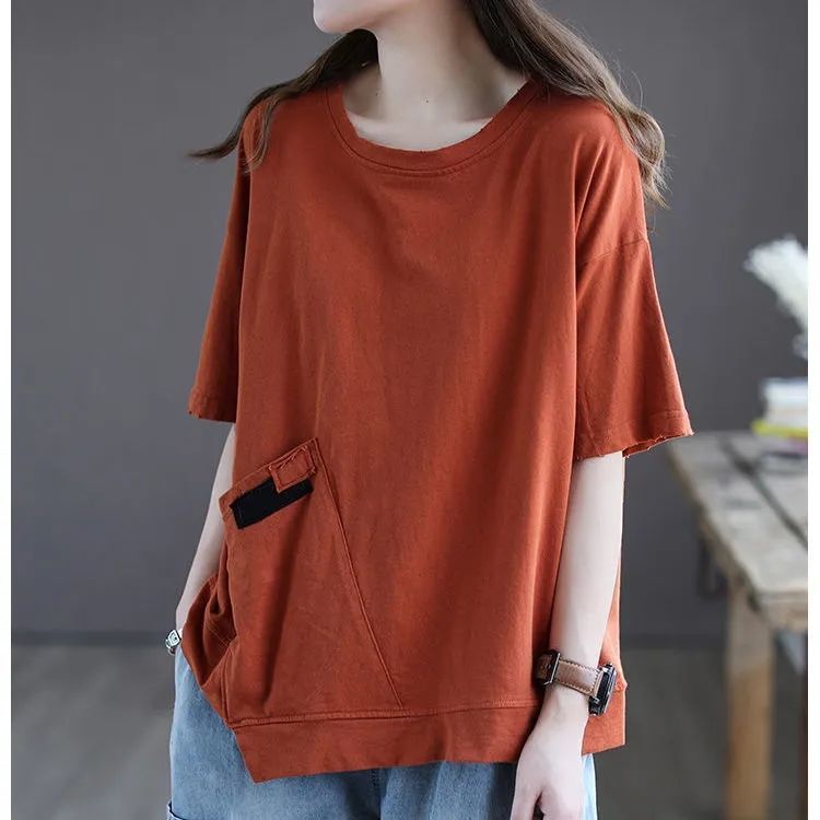 Irregular Korean style T-shirt loose short sleeve tops