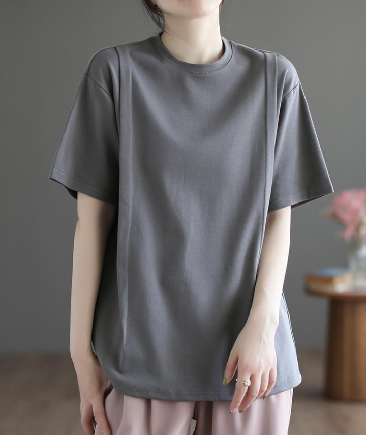 Round neck short sleeve T-shirt Casual loose tops for women