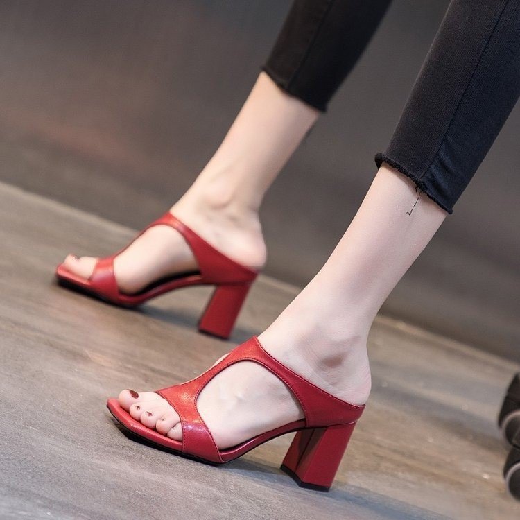 Open toe slippers high-heeled shoes for women