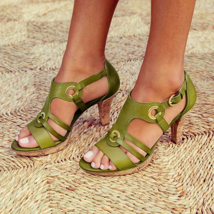 Round large yard sandals rome high-heeled shoes for women