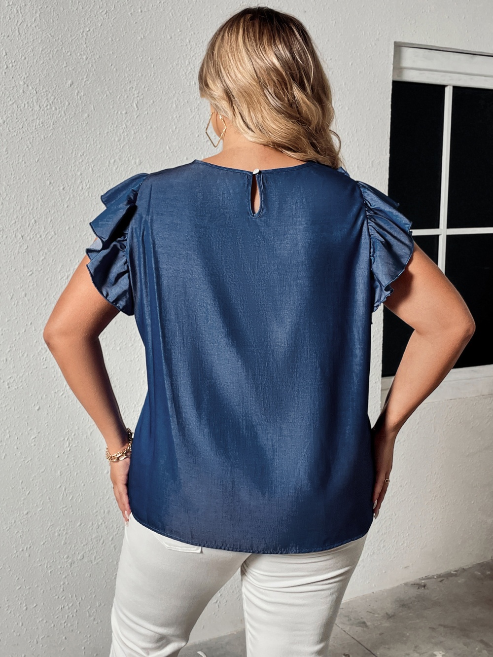 Summer loose tops lotus leaf edges T-shirt for women