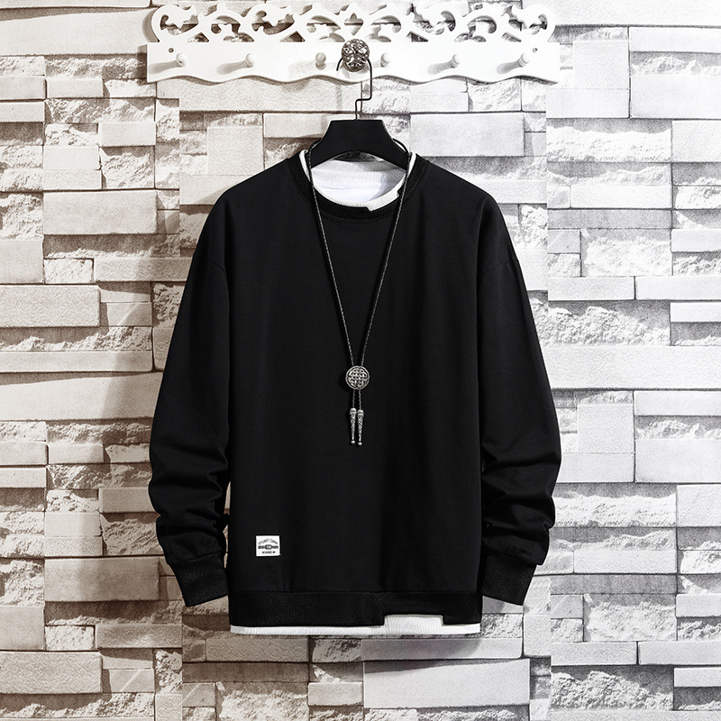 Pullover Pseudo-two hoodie long sleeve pure bottoming shirt