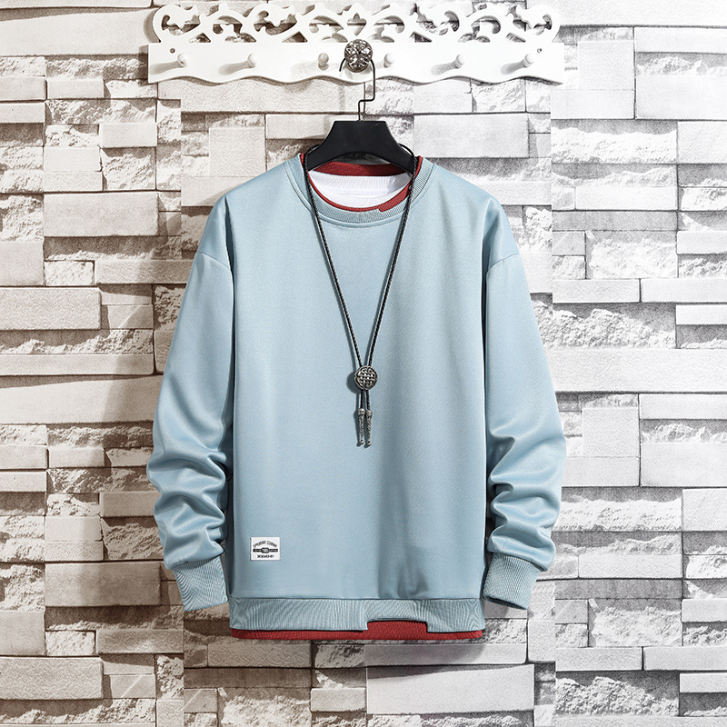 Pullover Pseudo-two hoodie long sleeve pure bottoming shirt