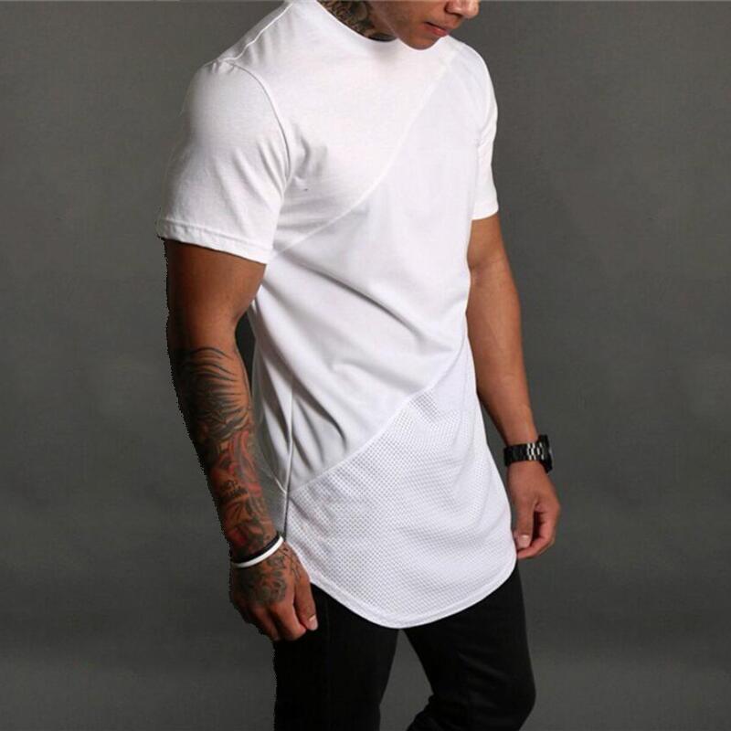 Pure fitness short sleeve breathable long T-shirt for men