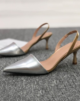 Fine-root shoes silver high-heeled shoes for women