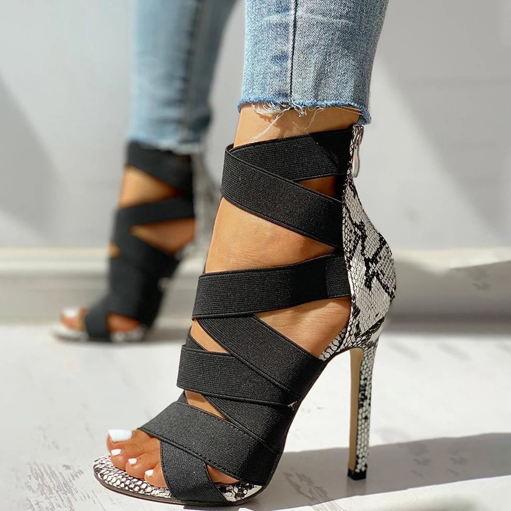 Pointed bandage shoes high-heeled sandals for women