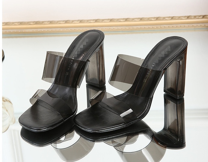 High-heeled crystal transparent sandals for women