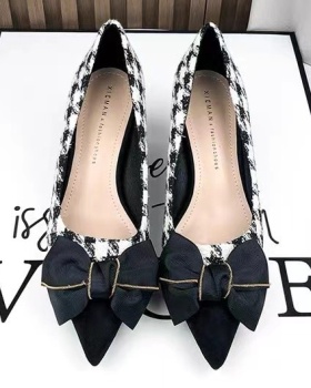 Bow Korean style shoes spring and autumn high-heeled shoes