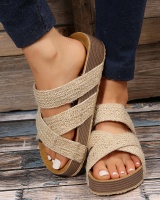 Flat cross Casual sandals European style pure weave slippers