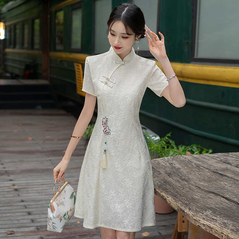 Temperament maiden cheongsam summer fat dress for women