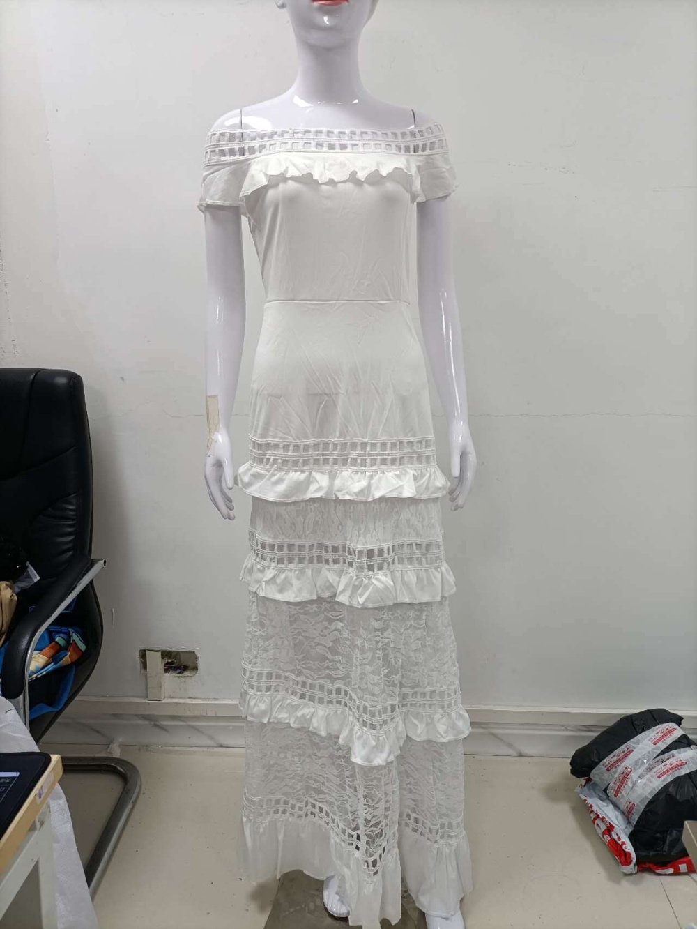 European style hollow long dress lace dress for women