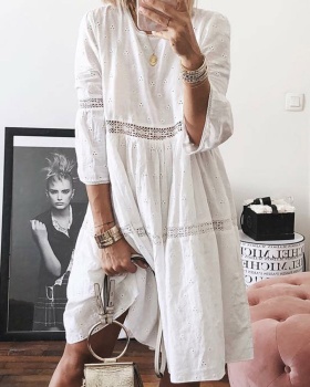 Embroidery lace dress large yard long dress for women