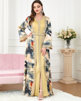 Fashion dress splice robe 2pcs set for women