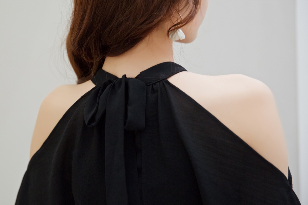 Lotus leaf elegant dress halter black shawl