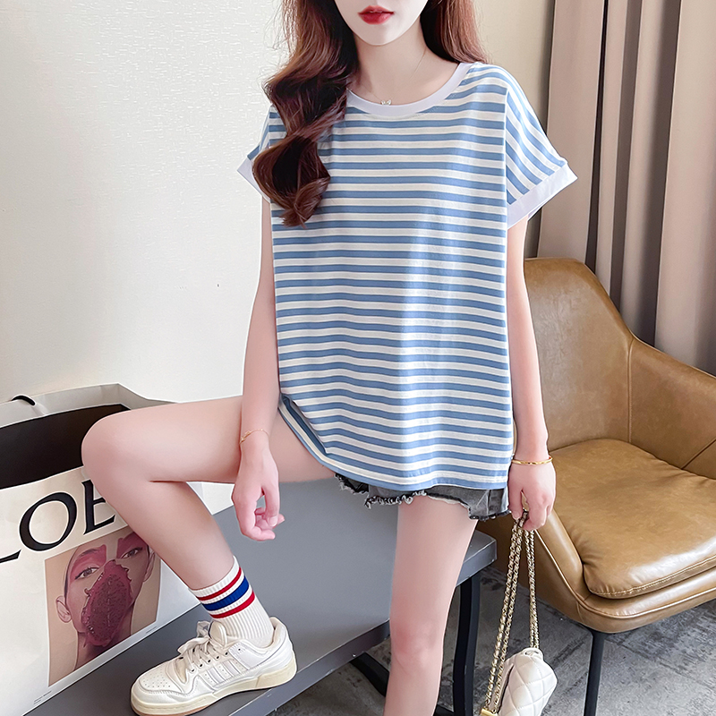 Korean style short T-shirt round neck summer tops