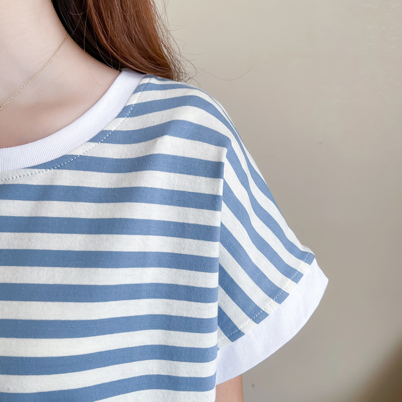 Korean style short T-shirt round neck summer tops
