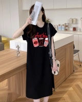 Exceed knee summer T-shirt pure cotton loose dress for women