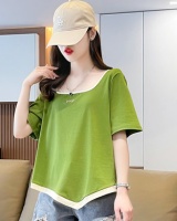 Summer mixed colors irregular thin T-shirt for women