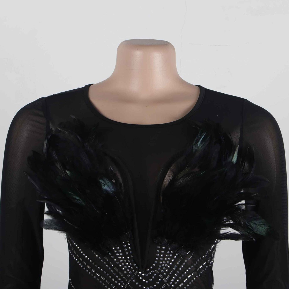 Feather elasticity perspective splice dress