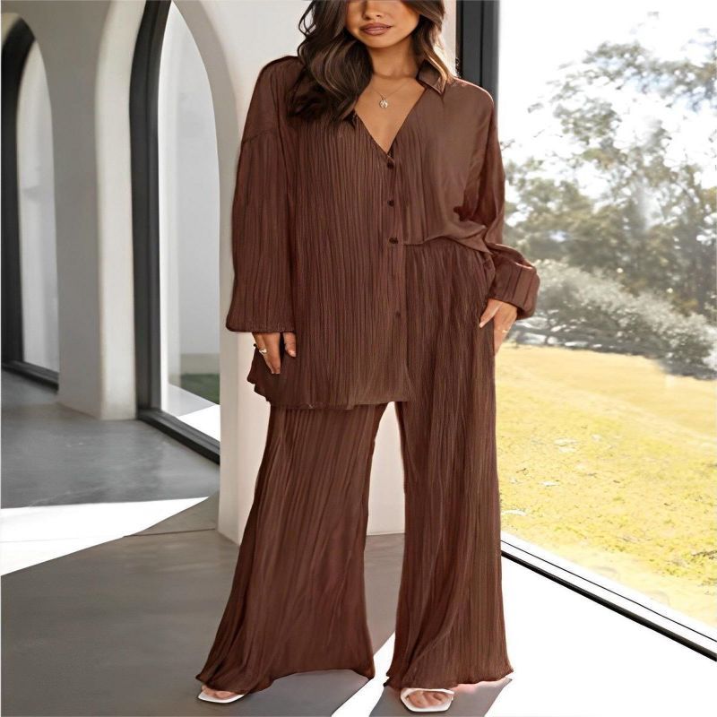 Pure flare pants homewear tops 2pcs set for women