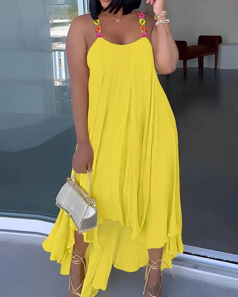 Sling sleeveless shoulder strap irregular dress