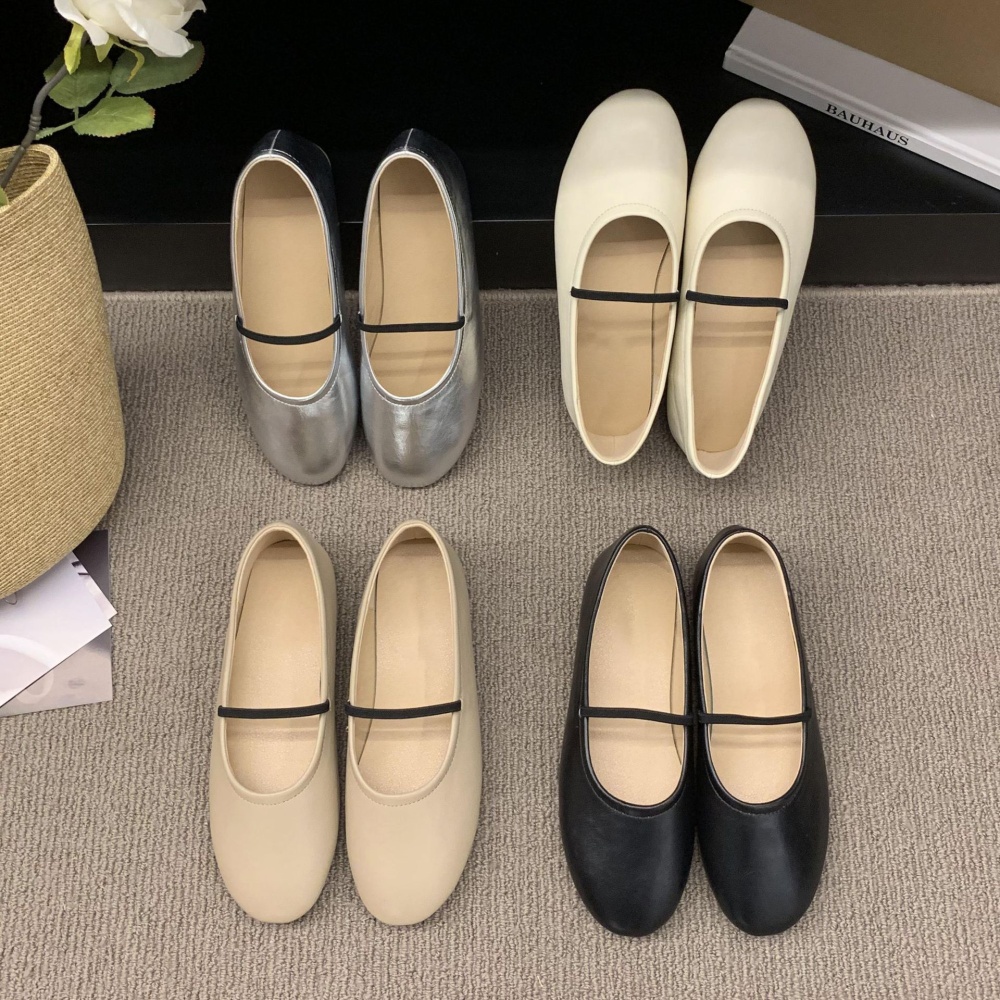 Autumn flat buff all-match pure round cozy shoes for women