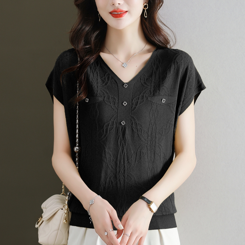 Middle-aged Western style light T-shirt fashion temperament tops