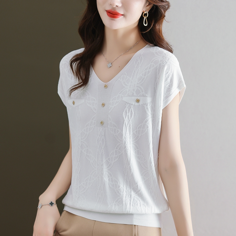 Middle-aged Western style light T-shirt fashion temperament tops