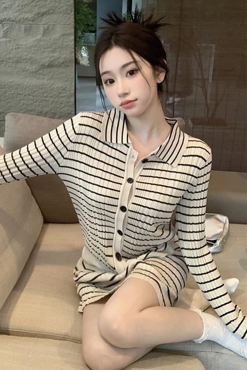 Niche knitted skirt long sleeve cardigan 2pcs set