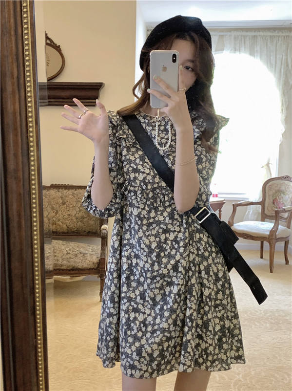 Summer loose Korean style France style retro dress for women