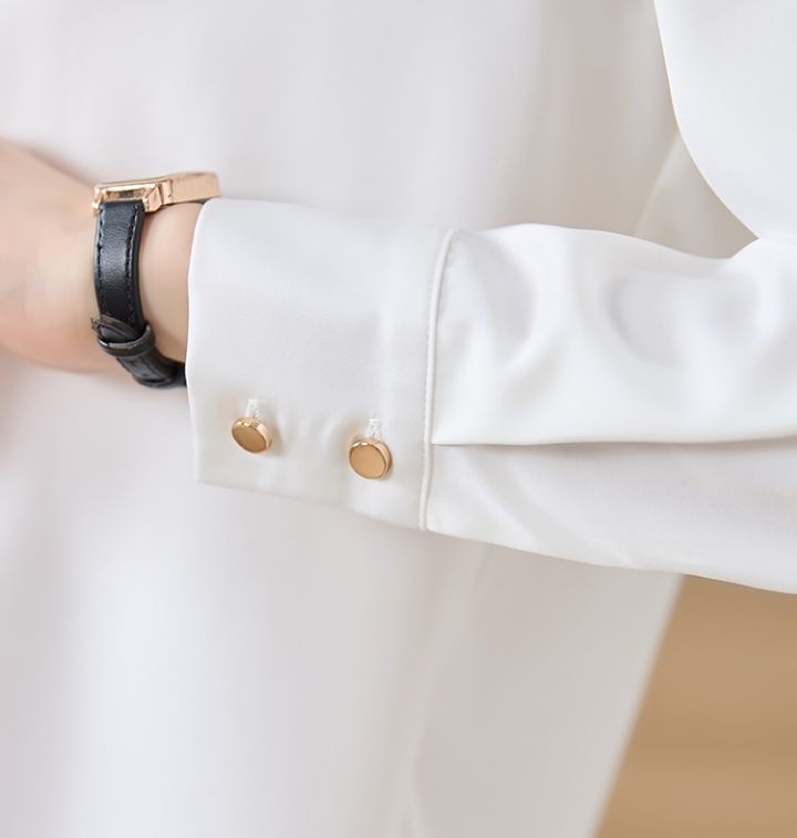 France style V-neck tops pullover white chiffon shirt