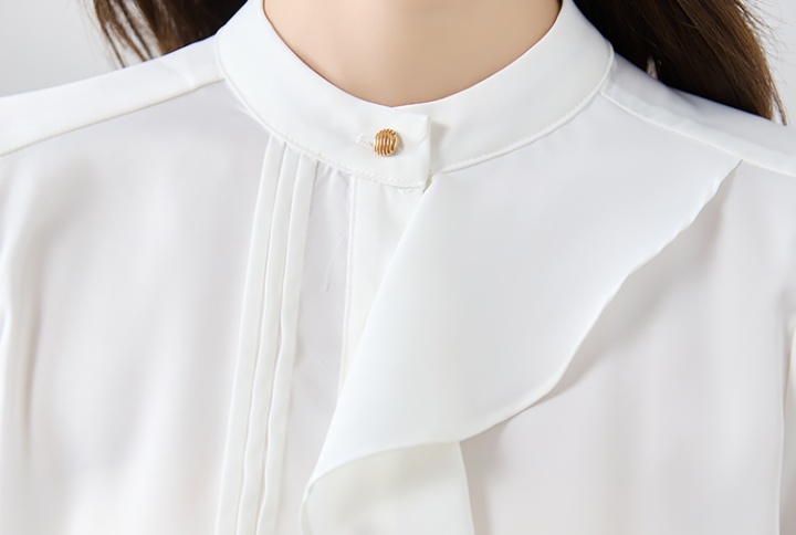 Round neck tops lotus leaf edges shirt for women