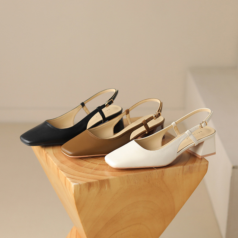 High-heeled Korean style shoes thick high-heeled shoes