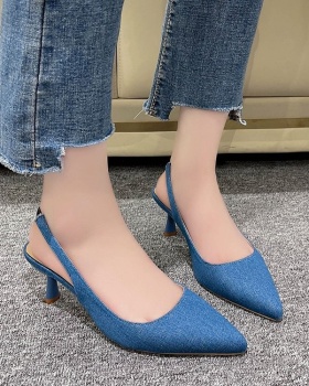 Middle-heel fine-root fashion shoes summer pointed sandals