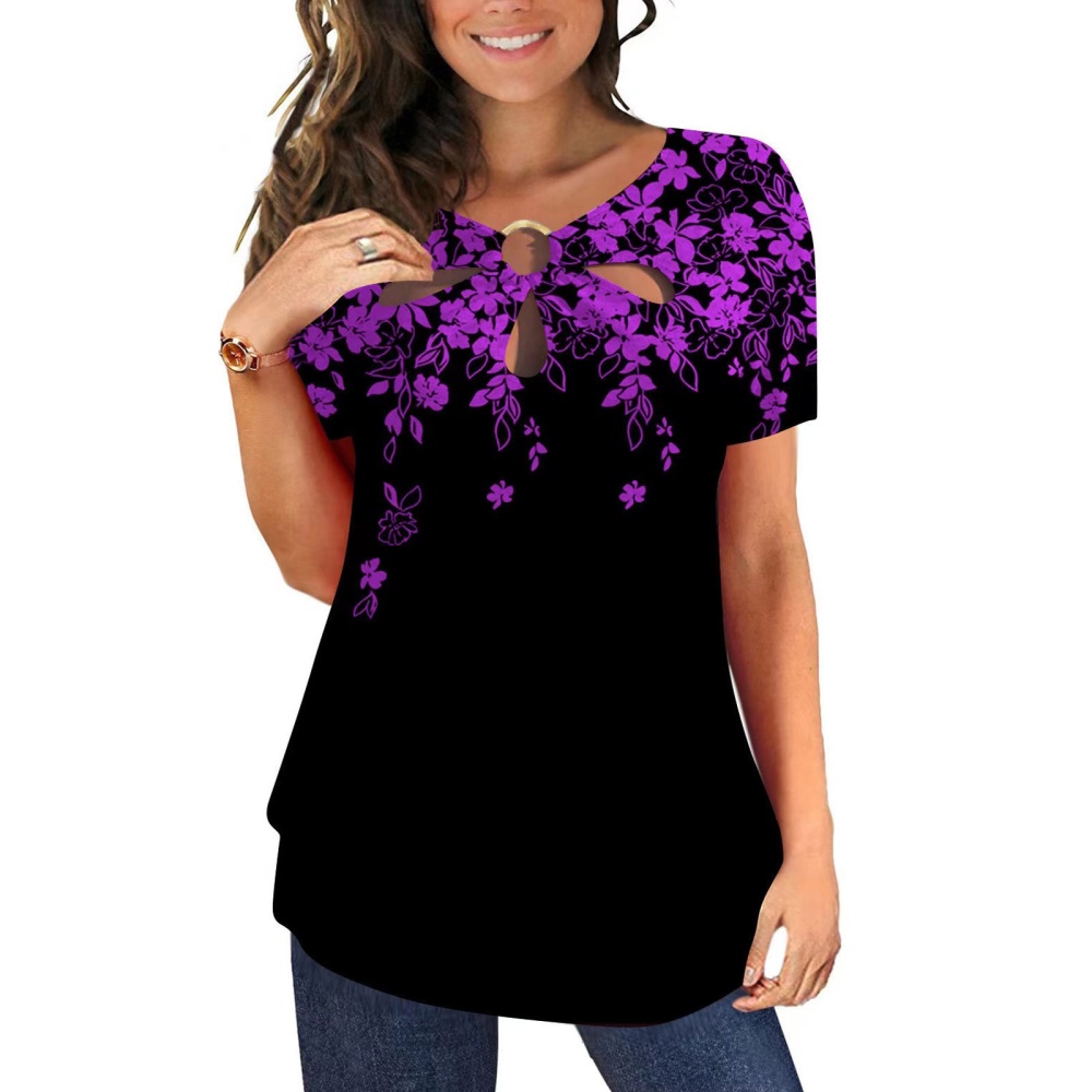 Loose Casual round neck printing T-shirt for women