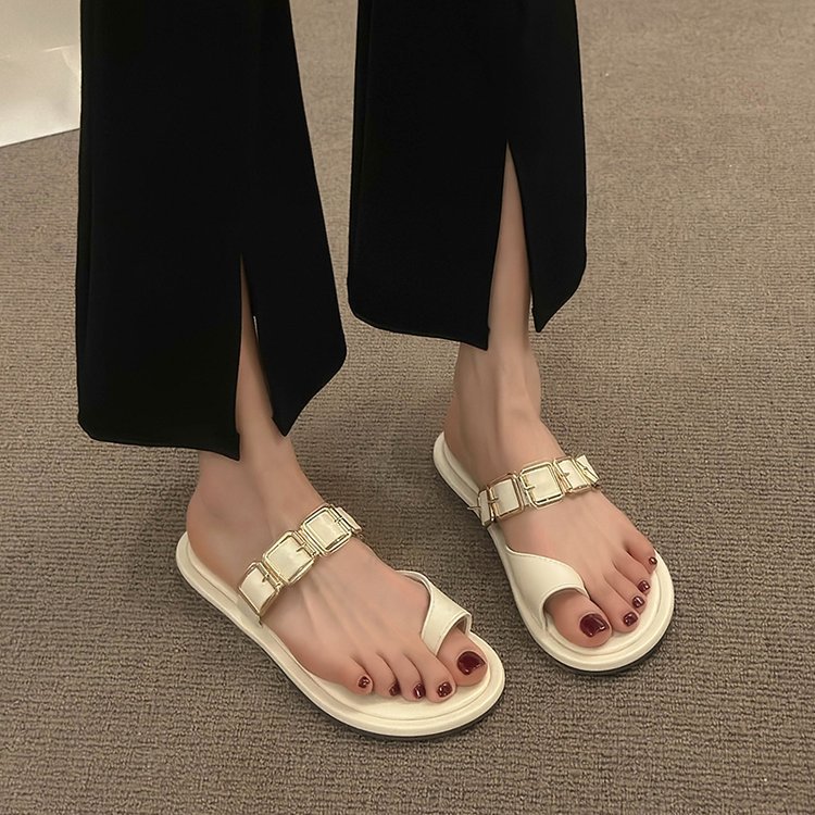 Summer flat shoes wears outside slippers for women