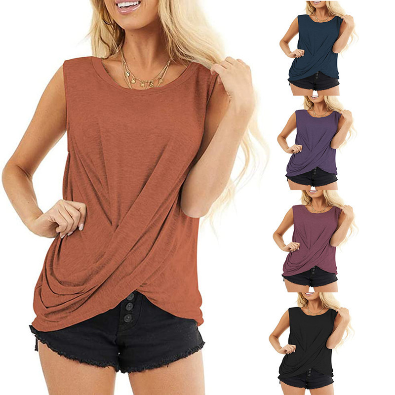 Sleeveless round neck Casual spring and summer T-shirt