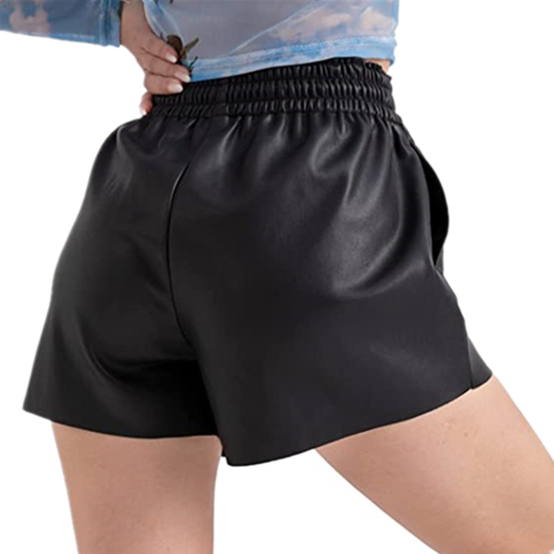 Casual elasticity leather pants four seasons loose shorts