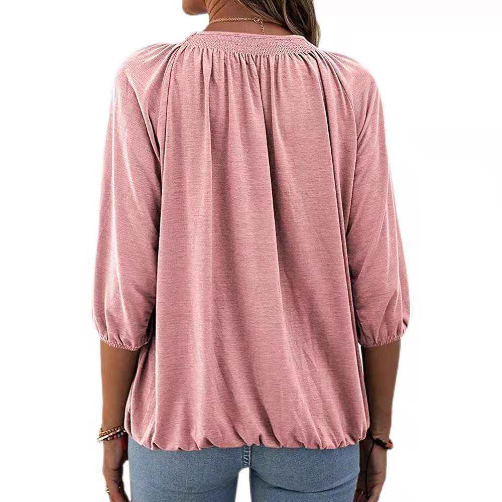 Loose round neck spring pure T-shirt for women