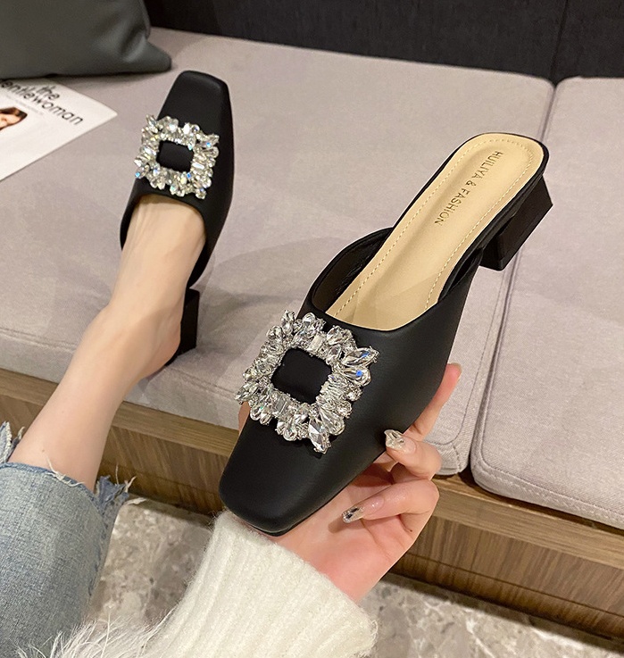 Korean style low thick lounger slippers for women